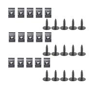 Moto Boulon Ecrou 10-40 Pièces Générales Auto Universel Noir Vis Autotaraudeuses Fleur Prunier avec Coussinet Clips Forme U pour Pare-Chocs Voiture Garde-Boue Base Garde-Boue Fixe(30pcs)