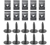 Moto Boulon Ecrou 10-40 Pièces Générales Auto Universel Noir Vis Autotaraudeuses Fleur Prunier avec Coussinet Clips Forme U pour Pare-Chocs Voiture Garde-Boue Base Garde-Boue Fixe(20pcs)