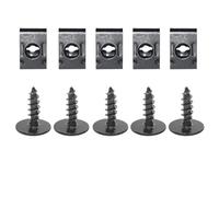 Moto Boulon Ecrou 10-40 Pièces Générales Auto Universel Noir Vis Autotaraudeuses Fleur Prunier avec Coussinet Clips Forme U pour Pare-Chocs Voiture Garde-Boue Base Garde-Boue Fixe(10pcs)