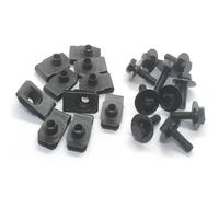 Moto Boulon Ecrou 10 Ensembles Pièces Générales Voiture en Métal Noir Type U Clips M6 6mm Écrous À Roseaux Clip Plaque D'immatriculation Et Boulons Hexagonaux avec Tampon Kit Carénage Moto