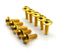 Moto Boulon Ecrou 10 Pièces M6 X 20mm Pièces Générales Noir Rouge Bleu Or Boulons Carénage en Aluminium Anodisé Moto pour Vis Boulon Motoforti Carénage À Vis pour Boulon(Yellow)