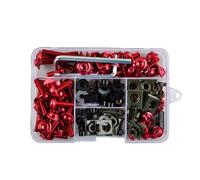 Moto Boulon Ecrou 195 Pièces Pièces Générales Vis Et Boulons De Moto Attaches Colorées Boulons De Carénage Kit De Clips D'écrou Fournitures De Moto pour Cadre(Red)
