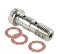 Moto Boulon Ecrou 1x Ligne Frein Simple Pièces Générales Banjo pour Boulon M10 X 1.0 M10 X 1.25 Pas Tuyau D'huile Frein Moto Ligne Frein Double Banjo Simple pour Boulon(Dual Holes M10x1.25)