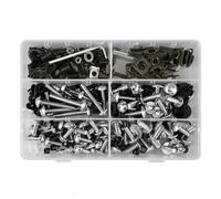 Moto Boulon Ecrou Compatible avec M5 M6 Pièces Générales Boulons Carénage Vis 253 Pièces Boulons Moto Vis Rondelles Clips Carénage pour Kit Boulons(Silver)