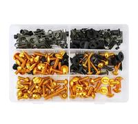 Moto Boulon Ecrou Compatible avec M5 M6 Pièces Générales Boulons Carénage Vis 253 Pièces Boulons Moto Vis Rondelles Clips Carénage pour Kit Boulons(Yellow)