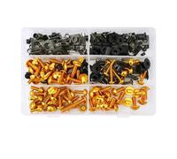 Moto Boulon Ecrou Compatible avec M5 M6 Pièces Générales Vis De Borne Batterie Moto 253 Pièces Vis De Pare-Brise De Moto Carénage pour Kit De Boulons(Yellow)
