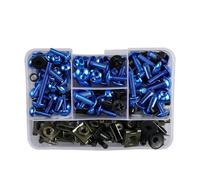 Moto Boulon Ecrou Compatible avec M5 M6 Pièces Générales Vis Moto Capots Corps Moto Vis Écrou Carénage pour Kit Boulons 177 Pièces(Blue)