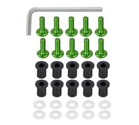 Moto Boulon Ecrou Compatible avec M5 Pièces Générales Vis Moto Capots Boulons Pare-Brise Vis Écrous Rondelles Kit De Fixation De Pare-Brise(Green)