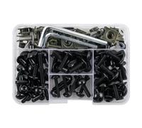 Moto Boulon Ecrou Compatible avec pour Ninja 300 400 650 pour ZX6R 155 Pièces Kit Complet De Boulons Carénage Moto Vis Écrou Carénage pour Kit D'assortiment De Boulons(Black)