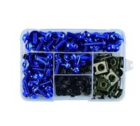Moto Boulon Ecrou Compatible avec Yamaha pour YZFR1 pour YZFR15 pour YZFR25 195 Pièces M5 M6 Boulons Moto Vis Juste pour Carénage Boulon pour Kit D'assortiment Boulons(Blue)