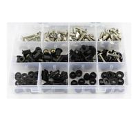 Moto Boulon Ecrou pour CBR600RR 2007-2012 Kit Boulons Carénage Complet Moto Fixation Rondelle Clips Carénage en Acier Écrous Carénage Moto pour Kit D'assortiment Boulons(Silver)