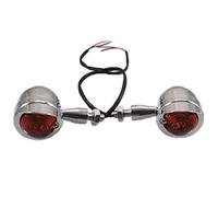 Moto Bullet Feu Clignotant W/Visière Pour Croiseur Chopper Bobber Vintage Retro Café Rat Vélo (Chrome/Ambre)