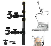 Moto Caméra Support avec 43" Perche Compatible avec Insta360 X5-X (Gold) | Moto Fixation Kit avec 43" Invisible Selfie Poteau, Pince Guidon Vélo Robuste Compatible avec GoPro 13-3 Vélo, VTT, UTV