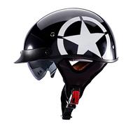Moto Casque Et Velo Bol, Open Face Classic Sun Casque Moto Jet Vintage,- ECE/Dot Homologué En Pour Scooter Chopper- Casque De Moto Homme Et Femme Pilot Demi-Jet,Pour Toutes Les Saisons F,L