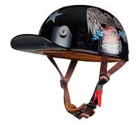 Moto Casquette De Baseball Demi-Casques De Moto Scooter Cyclomoteur Casques À Face Ouverte Hommes Et Femmes Casque Mobylette Moto Bols ECE Homologué Vintage Casque Jet 12,XL:61-62CM