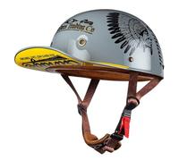 Moto Casquette De Baseball Demi-Casques De Moto Scooter Cyclomoteur Casques À Face Ouverte Hommes Et Femmes Casque Mobylette Moto Bols ECE Homologué Vintage Casque Jet 11,M:54-57CM