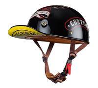 Moto Casquette De Baseball Demi-Casques De Moto Scooter Cyclomoteur Casques À Face Ouverte Hommes Et Femmes Casque Mobylette Moto Bols ECE Homologué Vintage Casque Jet 6,M:54-57CM