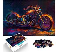 Moto Chopper en feu Puzzle 1000 pièces pour Adolescents Compétition de Vitesse Manuelle Convient pour la décoration de Bureau 38x26cm