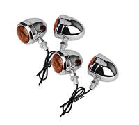 Moto Clignotant Pour Cafe Racer Pour Harle&y 4 Pièces Moto Universelle 12V Clignotants Indicateurs Accessoires De Lampe(White-L)