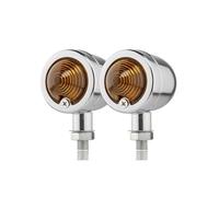 Moto Clignotants Gauche Droit Pour Chopper pour Cafe Racer Moto Indicateur Lampe Rétro Scooters Métal Clignotant Universel 12V 10mm(2 Pcs-Chrome)