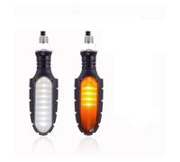 Moto Clignotants Gauche Droit Pour moto 10 mm haute luminosité ambre clignotant indicateur lumière avant arrière blanc jour feux de circulation fluide rouge freinage(2P White to Yellow-T)