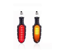 Moto Clignotants Gauche Droit Pour moto 10 mm haute luminosité ambre clignotant indicateur lumière avant arrière blanc jour feux de circulation fluide rouge freinage(2Pcs Red to Yellow-S)