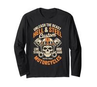 Moto Crâne et Piston Crossbones pour homme Manche Longue