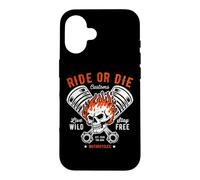 Moto Crâne et Piston Crossbones pour Motard Coque pour iPhone 16
