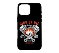 Moto Crâne et Piston Crossbones pour Motard Coque pour iPhone 16 Pro Max