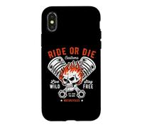Moto Crâne et Piston Crossbones pour Motard Coque pour iPhone X/XS