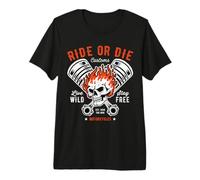 Moto Crâne et Piston Crossbones pour Motard T-Shirt Haut de Gamme