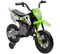 Moto cross électrique dirt bike enfant 12v 2 moteurs 2 vitesses 2,4-5 km/h max. Musiques vert TU