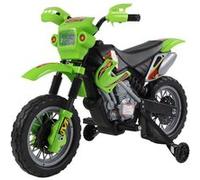 Moto Cross électrique enfant 3 à 6 ans 6 V phares klaxon musiques 102 x 53 x 66 cm vert et noir G