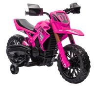 AIYAPLAY Moto électrique Enfants, Moto Cross pour Enfants avec Batterie 6 V, 2 Moteurs, klaxon et Roues d'entraînement, 3 à 8 Ans, Charge 30KG, Rose