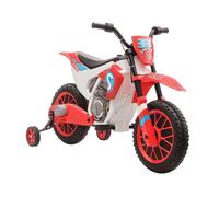 Moto cross électrique - HOMCOM - enfant 3 à 5 ans 12V 3-8 km/h roulettes amovibles - PP - 106,5x51,5x68cm - rouge