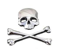 Moto Crossbones crâne démon Logo métal emblème Insigne Autocollant réservoir Autocollant café Camion (Chrome)