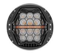 Moto De Phare Avant pour Softail pour Slim pour Fat pour Boy 7" Pouces Phare De Moto DRL Angel Eyes Lampe Projecteur Phare(Amber DRL)