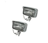 Moto De Phare Pour Chopper Pour Café Pour Racer Pour Bobber Pour Sportster Lumière 1 Paire De Phares Doubles De Moto Vintage Phare Double Carré 55 W(2pcs chrome)