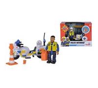Moto de police Simba et 1 figurine policier Sam le Pompier Multicolore E