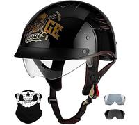 Moto Demi Casque, Open Face Classic Casque Moto Vintage, pour Scooter Chopper - Casque De Moto Homme Et Femme Pilot Demi-Jet, pour Toutes Les Saisons - ECE Homologué