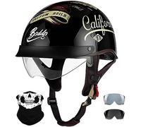 Moto Demi Casque, Open Face Classic Casque Moto Vintage, pour Scooter Chopper - Casque De Moto Homme Et Femme Pilot Demi-Jet, pour Toutes Les Saisons - ECE Homologué