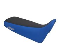 Moto Discovery Housse de Selle Compatible avec Honda Africa Twin 750 RD07 1993-2003 Noir/Bleu avec Coutures Bleues et Logo Blanc