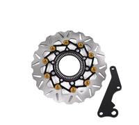 Moto Disque de frein Pour PCX160 2023-2025 Disque Frein | Kit de frein à disque flottant en alliage d'aluminium, support d'adaptateur d'étrier, ABS de 267MM(YELLOW)