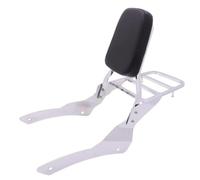 Moto Dossier Coussinet Porte-bagages Arrière Avec Dossier Intégré Pour Yamaha V-Star XVS650 Classic (1998-2017) Et Coussin De Maintien Amovible Sissy Bar Passager(Argent)