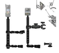 Moto Double Caméra Pince 47” Invisible Bâton Compatible pour Insta360 X6-X | Support Double Pince Rotule 360°, Tube 15-41mm, Patins Caoutchouc,Moto/Vélo/UTV, Bras et Adaptateurs pour Caméra D'action