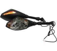 Moto Double LED Feux Tournants Rétroviseur Latéral Indicateur de Rétroviseur Noir_ Viseur Double Lampe