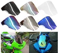 Moto DouMotorcycle Double Bulle déflecteurs de Vent Pare-Brise Pare-Brise adapté pour Kawasaki ZX6R 636 2003-2004 (Noir)