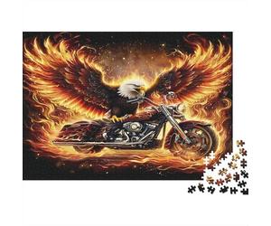 Moto Eagle de feu Puzzle 1000 Pièces en Carton Épais Et Robuste,Puzzles De Casse-tête défi De Jeu Éducatif pour Un Moment De Complicité,Cadeau d'anniversaire Parfait 38x26cm/1000pcs