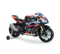Moto Électrique Enfant 12V Honda Compétition Officielle avec Batterie Sons LED Roues Stabilisateur Accélérateur Guidon Moto Course Dès 3 Ans 6 km/h Cadeau Fille Garçon | INJUSA