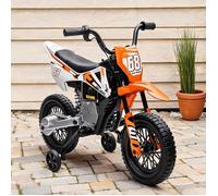 Moto électrique enfant 12V: pilotage 5 km/h, suspension arrière, roues stabilisatrices, batterie 4,5 Ah, 109,5 cm